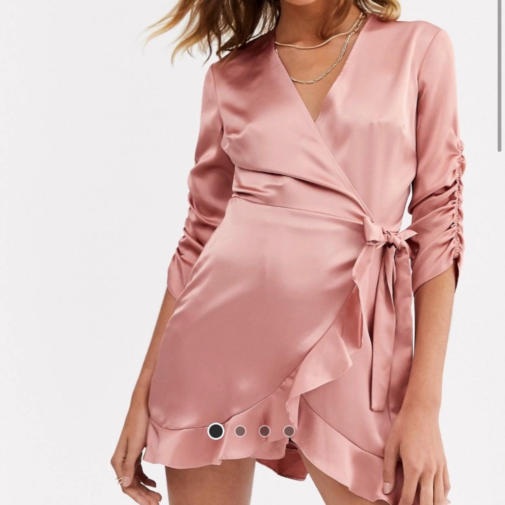 Mauve Long sleeve Satin Wrap Romper